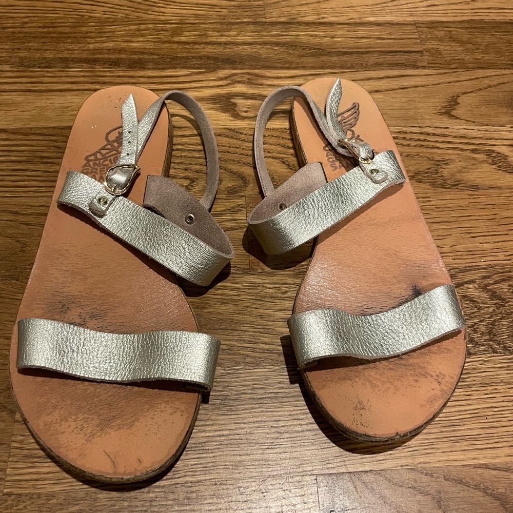 Ancient Greek Sandals- Clio- Silver- Sz 39
